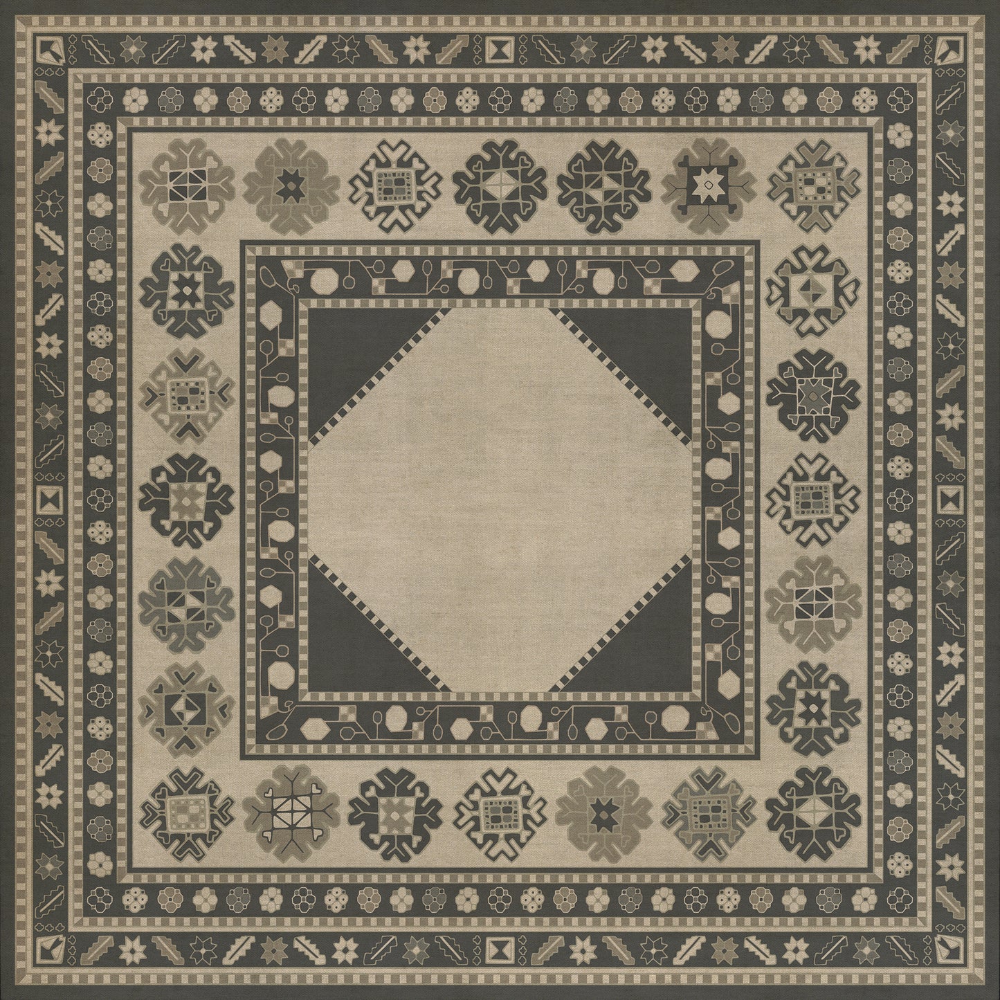 Persian Bazaar - Lombalo - Kami 48x48 Vintage Vinyl Floorcloth