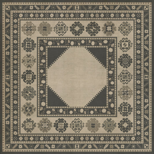 Persian Bazaar - Lombalo - Kami 48x48 Vintage Vinyl Floorcloth
