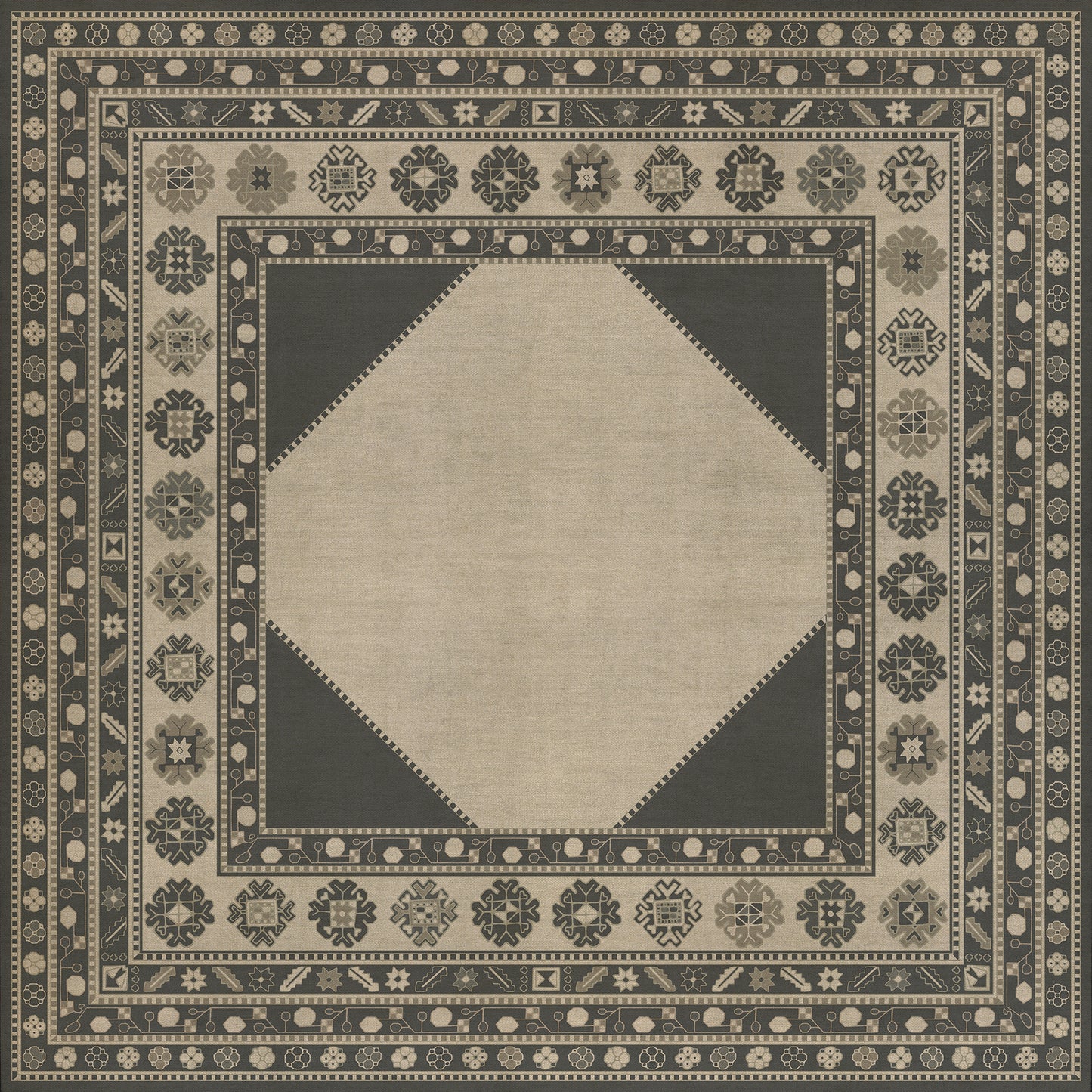 Persian Bazaar - Lombalo - Kami 72x72 Vintage Vinyl Floorcloth