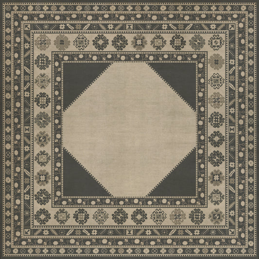 Persian Bazaar - Lombalo - Kami 72x72 Vintage Vinyl Floorcloth