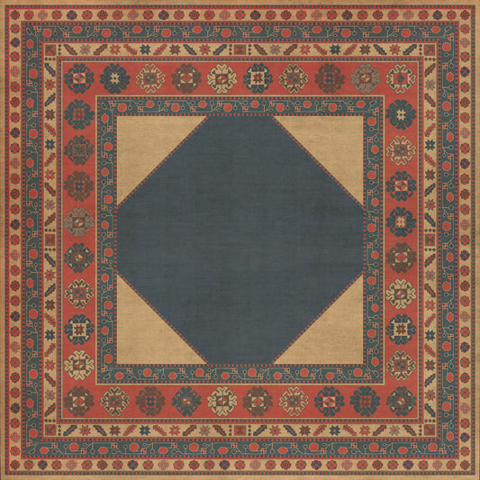 Persian Bazaar - Lombalo - Kohar 72x72 Vintage Vinyl Floorcloth