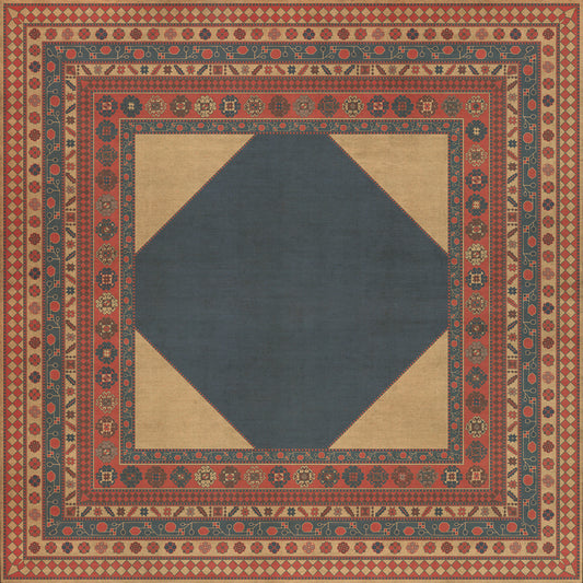 Persian Bazaar - Lombalo - Kohar 120x120 Vintage Vinyl Floorcloth