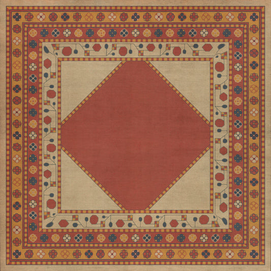 Persian Bazaar - Lombalo - Nareh 36x36 Vintage Vinyl Floorcloth