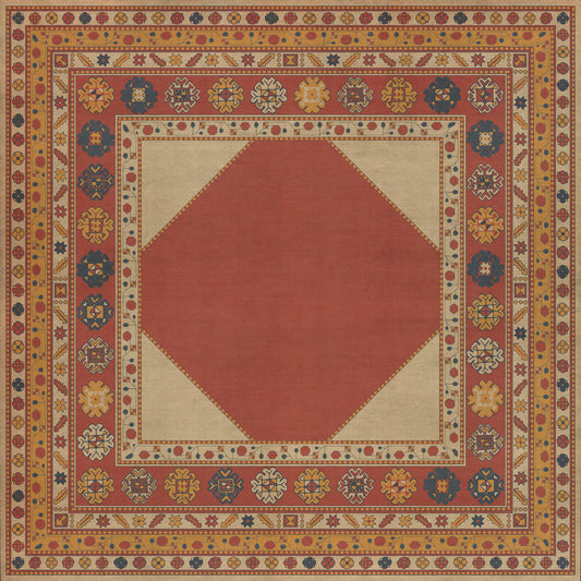 Persian Bazaar - Lombalo - Nareh 72x72 Vintage Vinyl Floorcloth