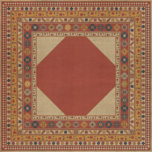 Persian Bazaar - Lombalo - Nareh 96x96 Vintage Vinyl Floorcloth