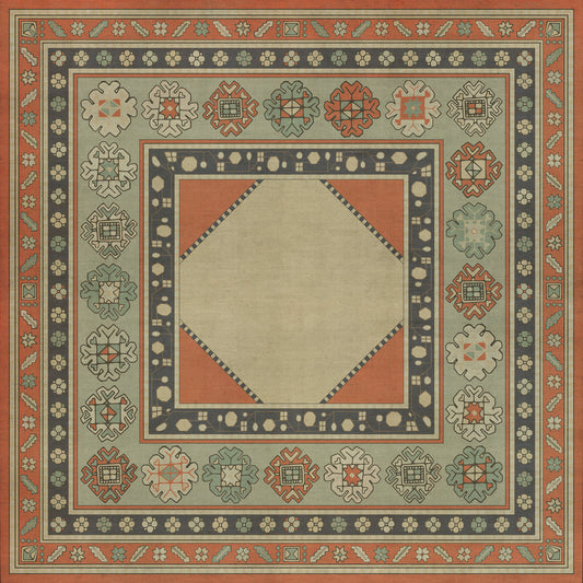 Persian Bazaar - Lombalo - Nazeli 48x48 Vintage Vinyl Floorcloth