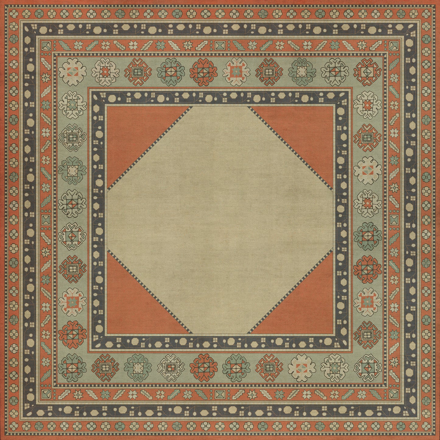 Persian Bazaar - Lombalo - Nazeli 72x72 Vintage Vinyl Floorcloth