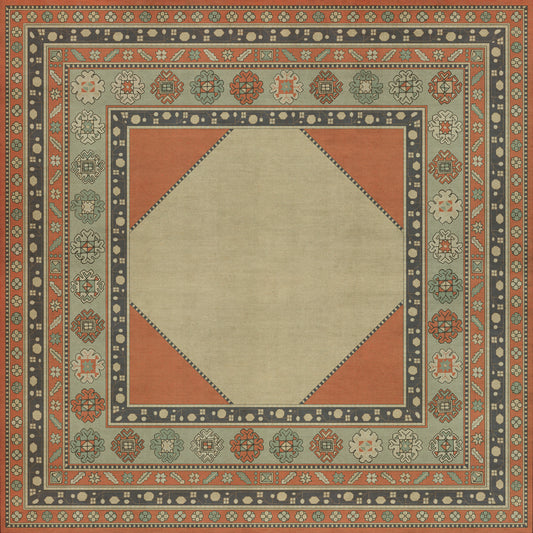 Persian Bazaar - Lombalo - Nazeli 72x72 Vintage Vinyl Floorcloth