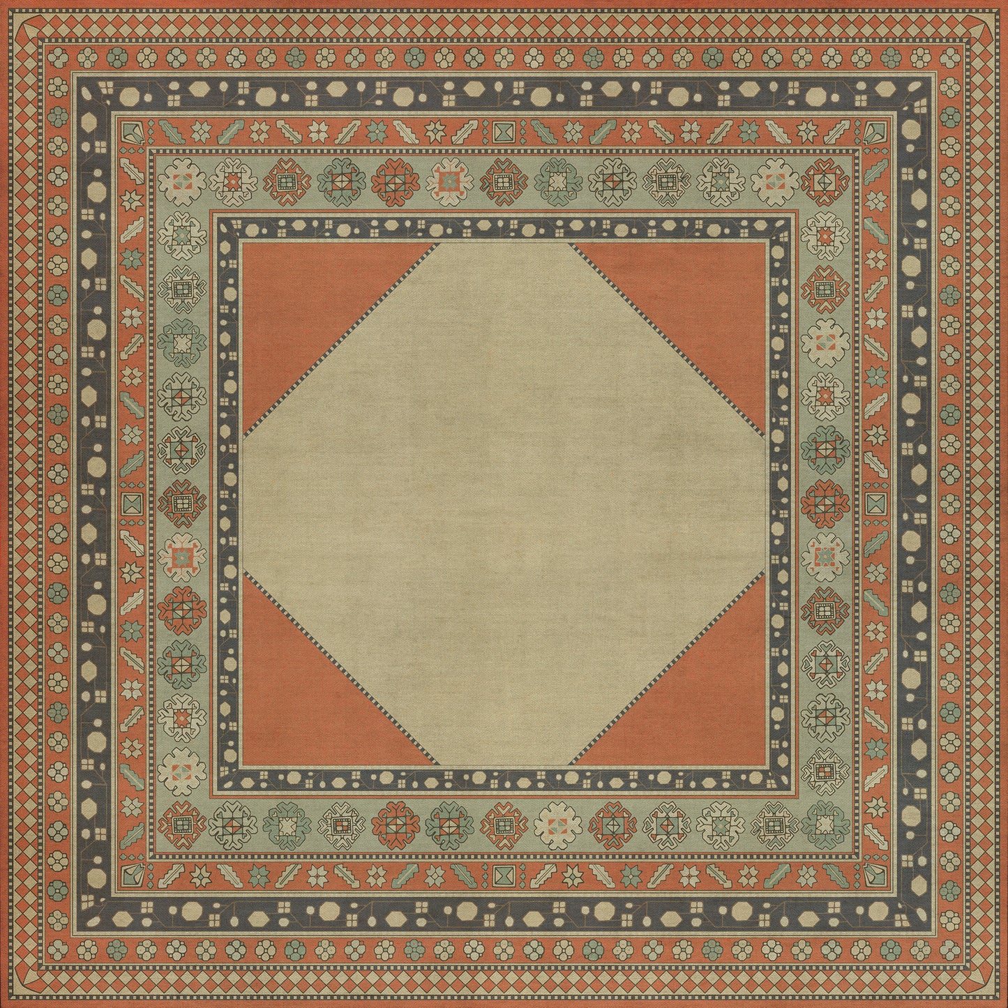 Persian Bazaar - Lombalo - Nazeli 96x96 Vintage Vinyl Floorcloth