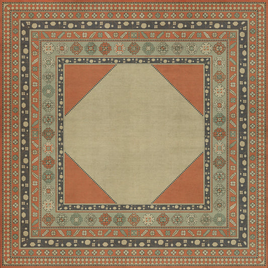 Persian Bazaar - Lombalo - Nazeli 96x96 Vintage Vinyl Floorcloth