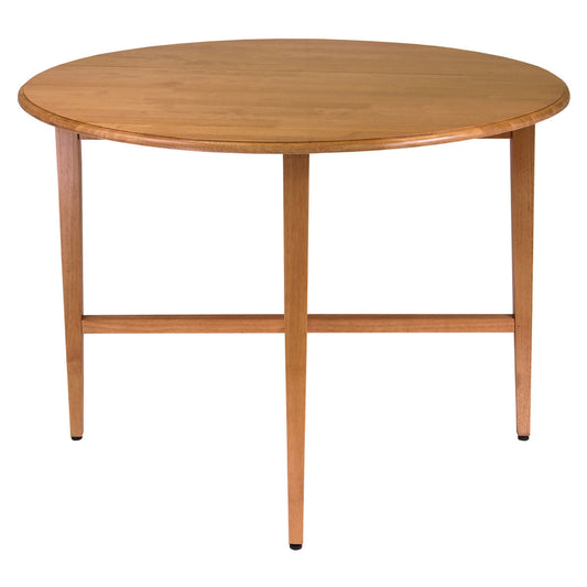 Hannah Double Drop Leaf Round Dining Table, Light Oak