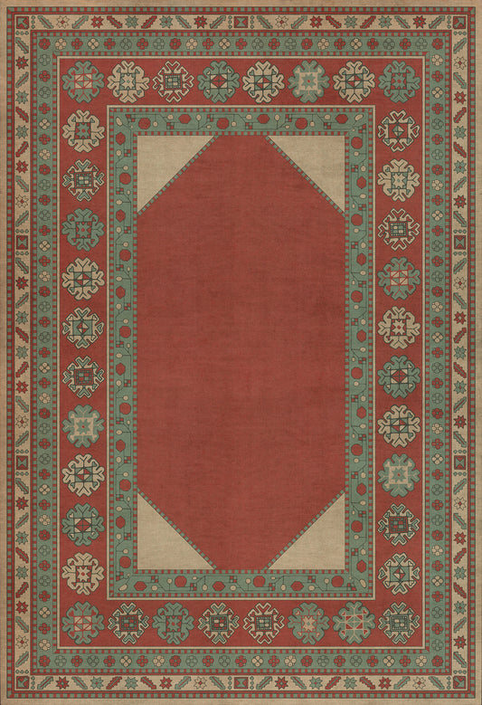 Persian Bazaar - Lombalo - Zartar 52x76 Vintage Vinyl Floorcloth