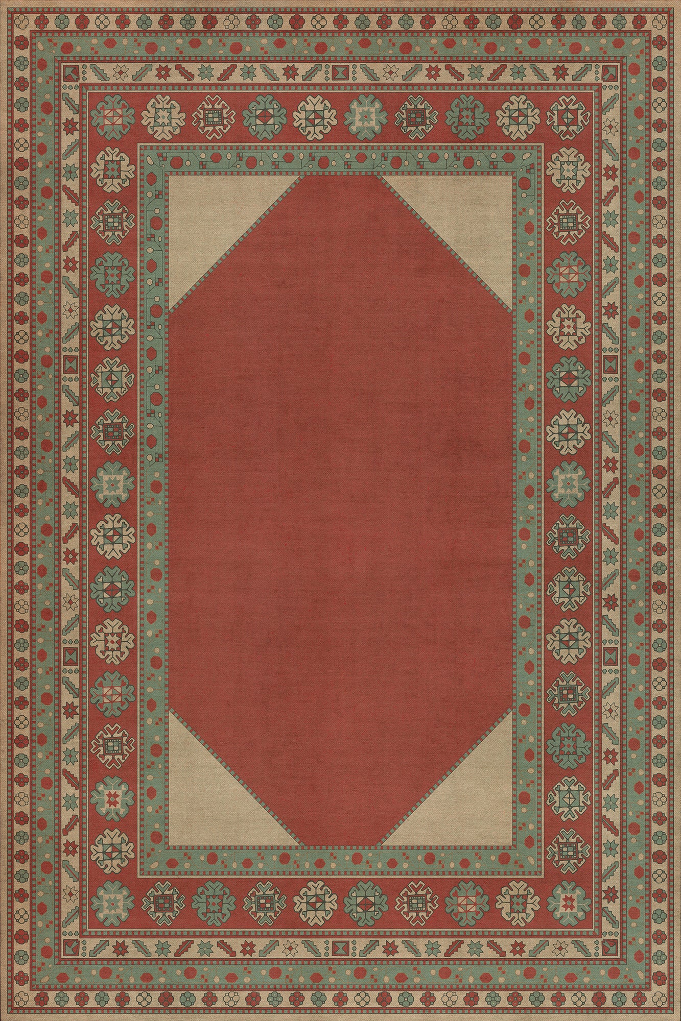 Persian Bazaar - Lombalo - Zartar 72x108 Vintage Vinyl Floorcloth