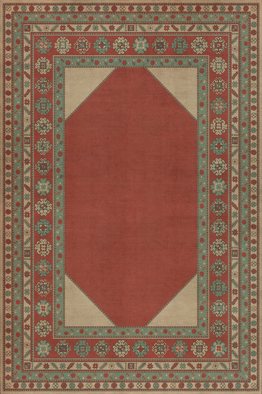 Persian Bazaar - Lombalo - Zartar 72x108 Vintage Vinyl Floorcloth