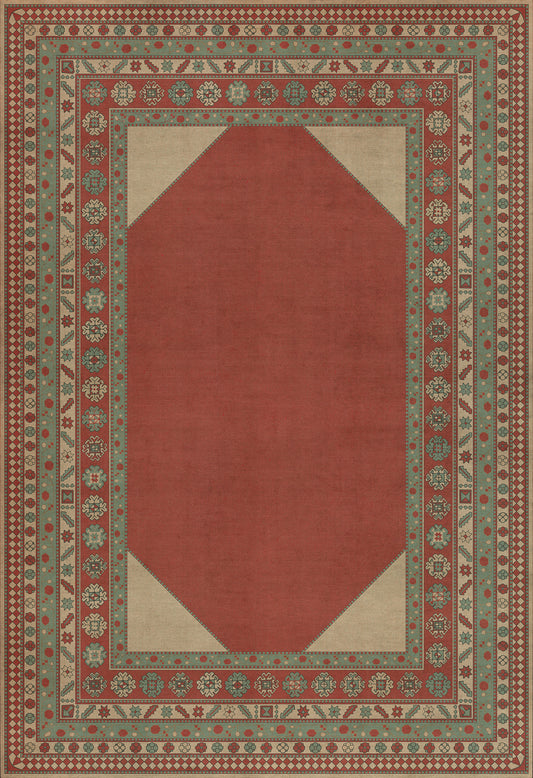 Persian Bazaar - Lombalo - Zartar 96x140 Vintage Vinyl Floorcloth