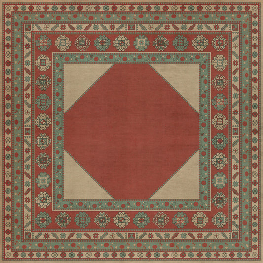 Persian Bazaar - Lombalo - Zartar 72x72 Vintage Vinyl Floorcloth
