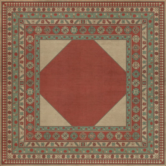 Persian Bazaar - Lombalo - Zartar 96x96 Vintage Vinyl Floorcloth