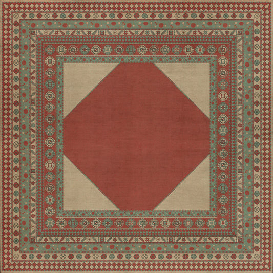 Persian Bazaar - Lombalo - Zartar 120x120 Vintage Vinyl Floorcloth