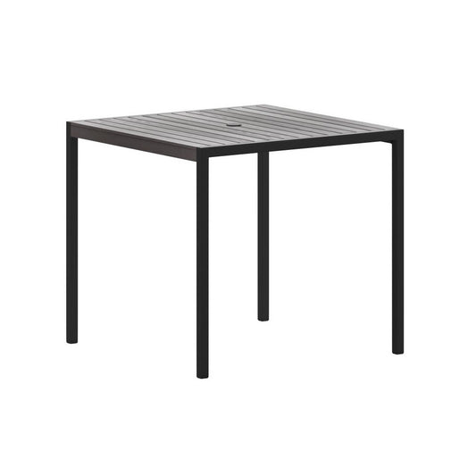 35" SQ Gray Faux Teak Table