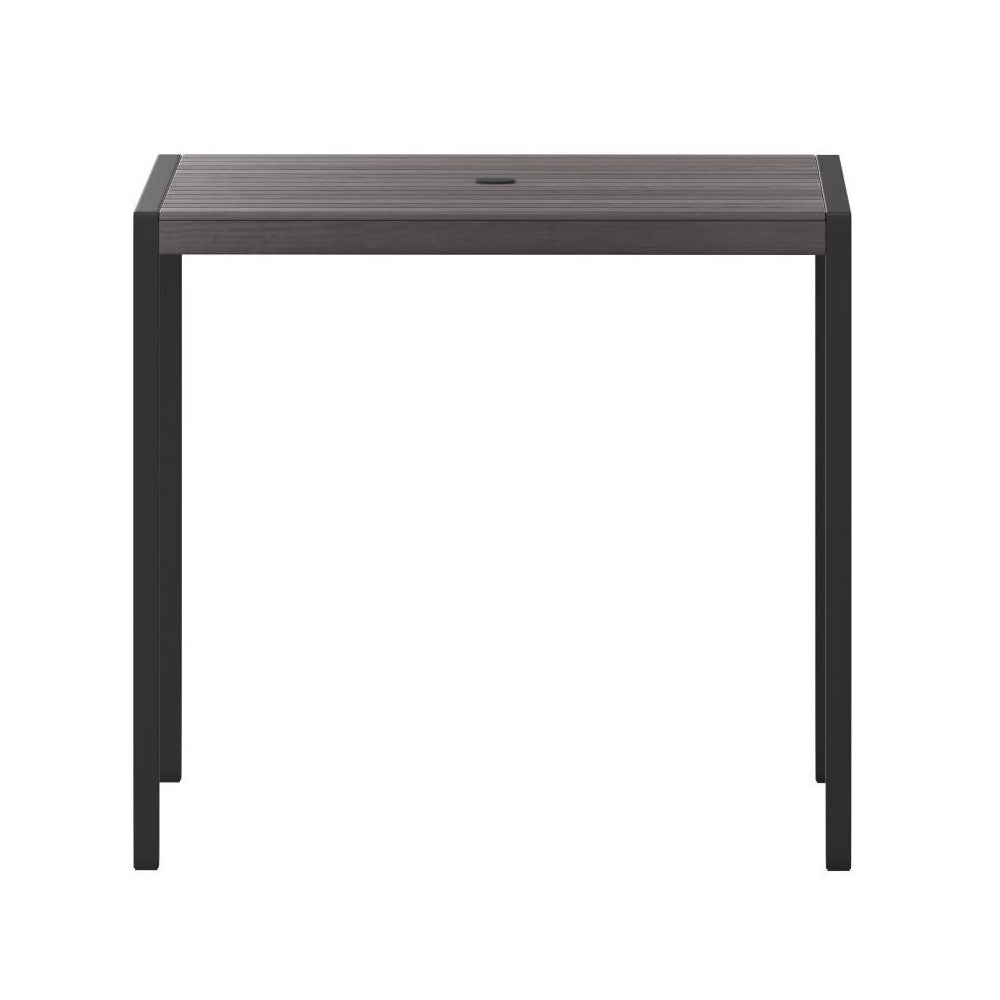 35" SQ Gray Faux Teak Table