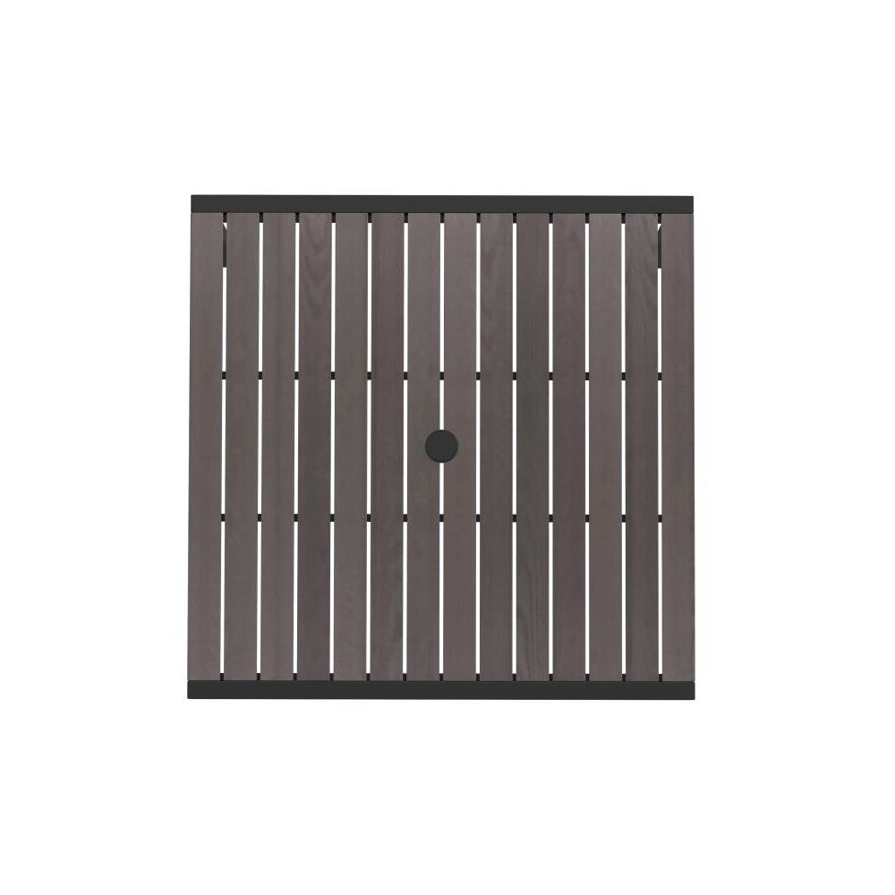 35" SQ Gray Faux Teak Table