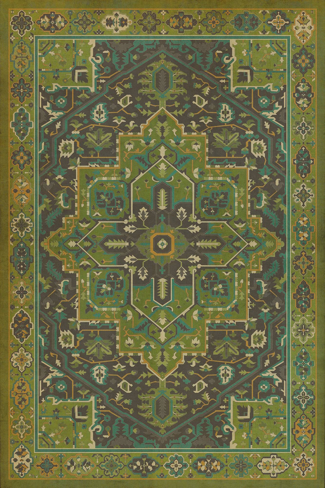 Persian Bazaar - Camelot - The Green Knight 24x36 Vintage Vinyl Floorcloth