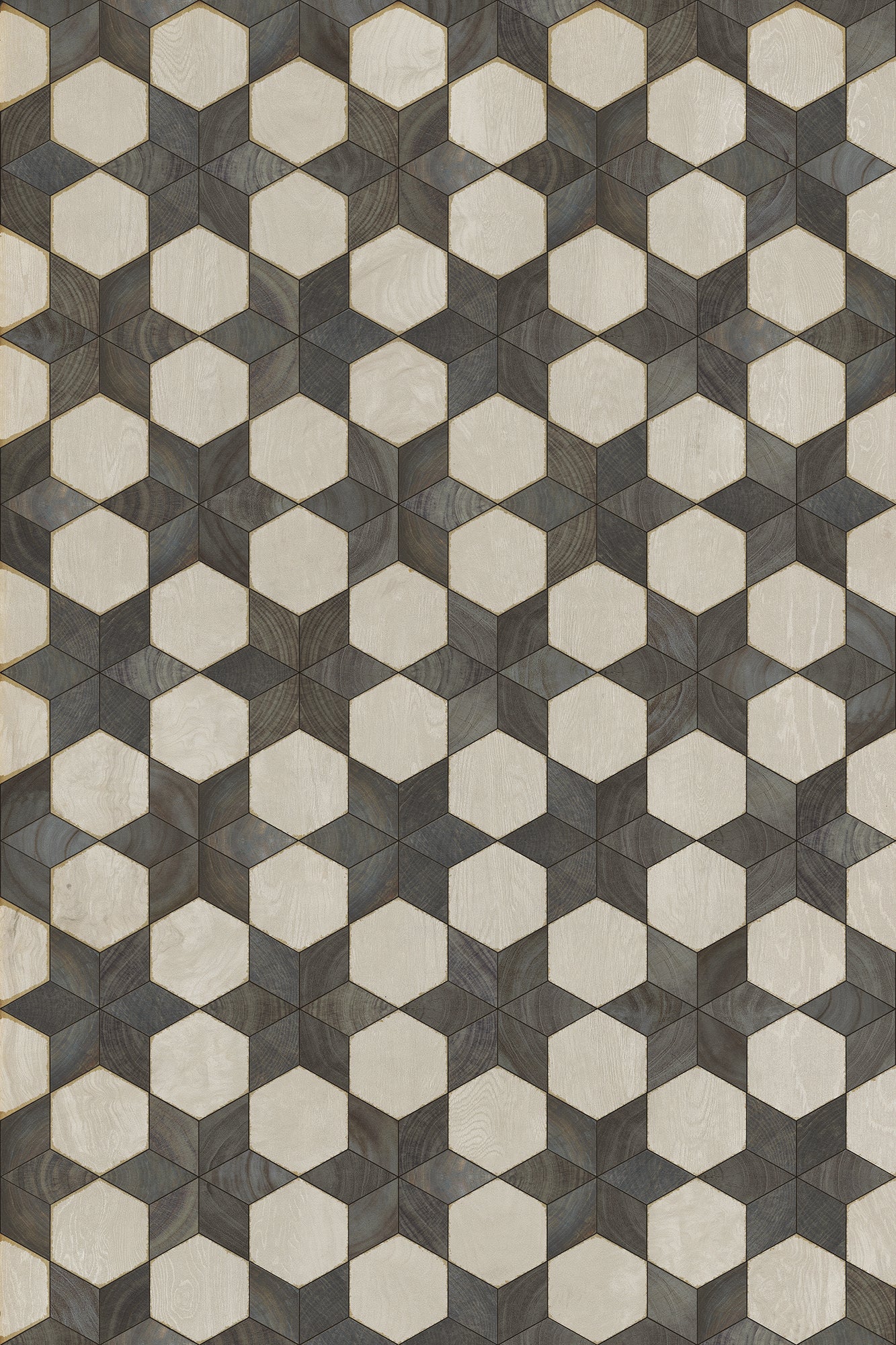 Artisanry - Illuminated - Black Star 24x36 Vintage Vinyl Floorcloth