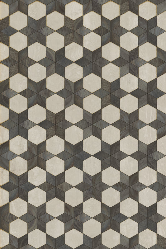 Artisanry - Illuminated - Black Star 24x36 Vintage Vinyl Floorcloth