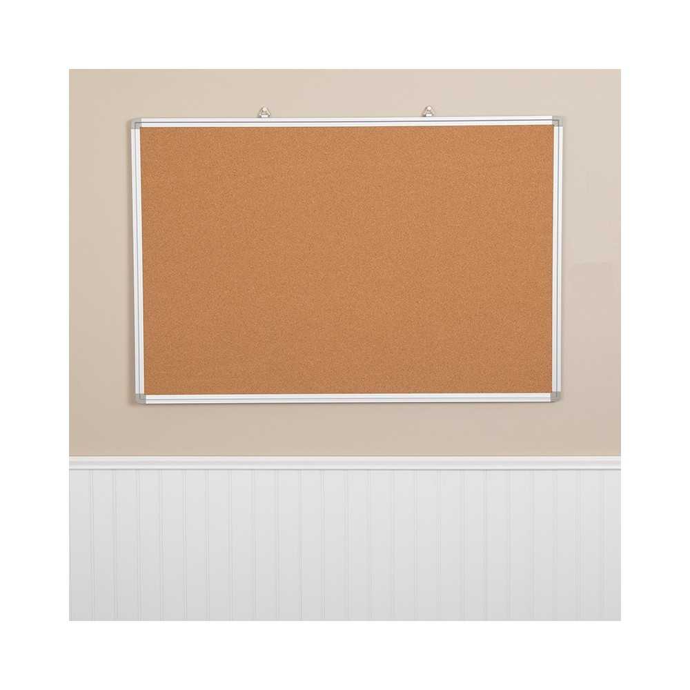 35.5"W x 23.5"H Natural Cork Board with Aluminum Frame