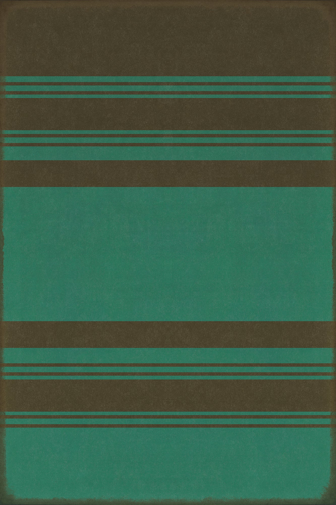 Pattern 50 Organic Stripes Black and Teal 24x36 Vintage Vinyl Floorcloth