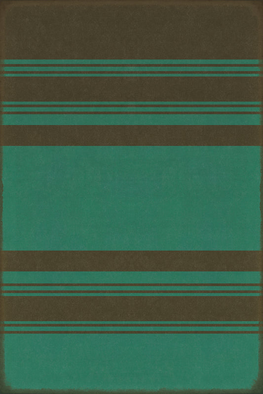 Pattern 50 Organic Stripes Black and Teal 24x36 Vintage Vinyl Floorcloth