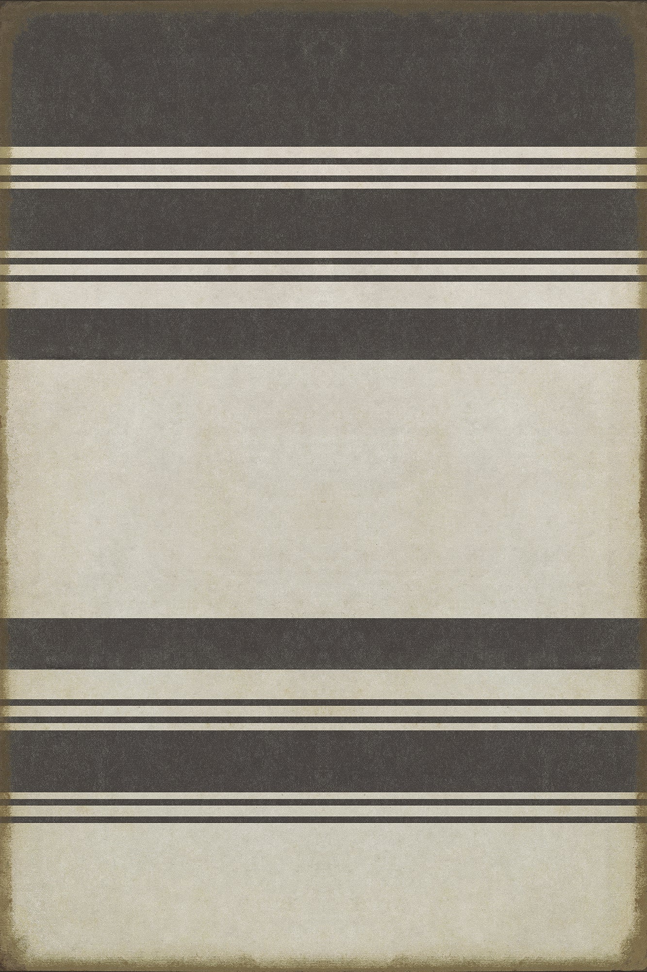 Pattern 50 Organic Stripes Black and White 24x36 Vintage Vinyl Floorcloth