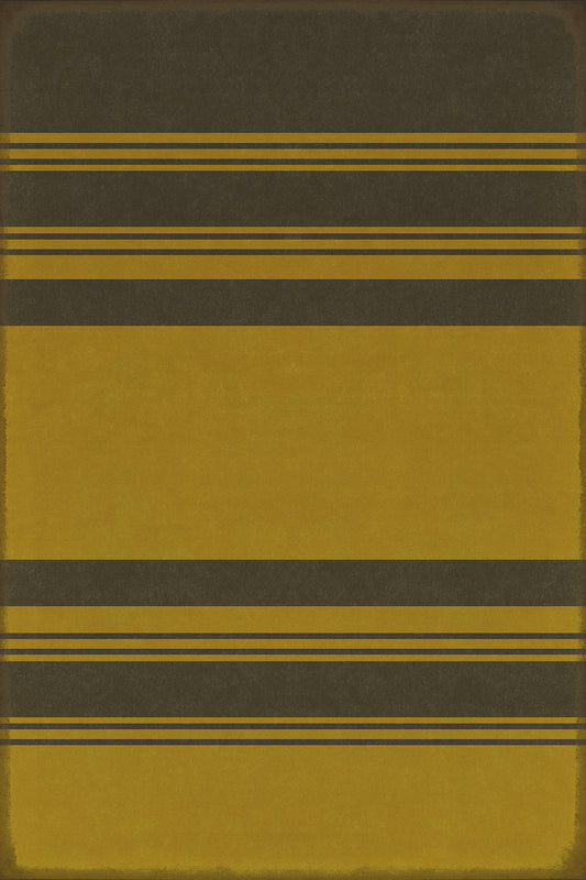 Pattern 50 Organic Stripes Black and Yellow 24x36 Vintage Vinyl Floorcloth