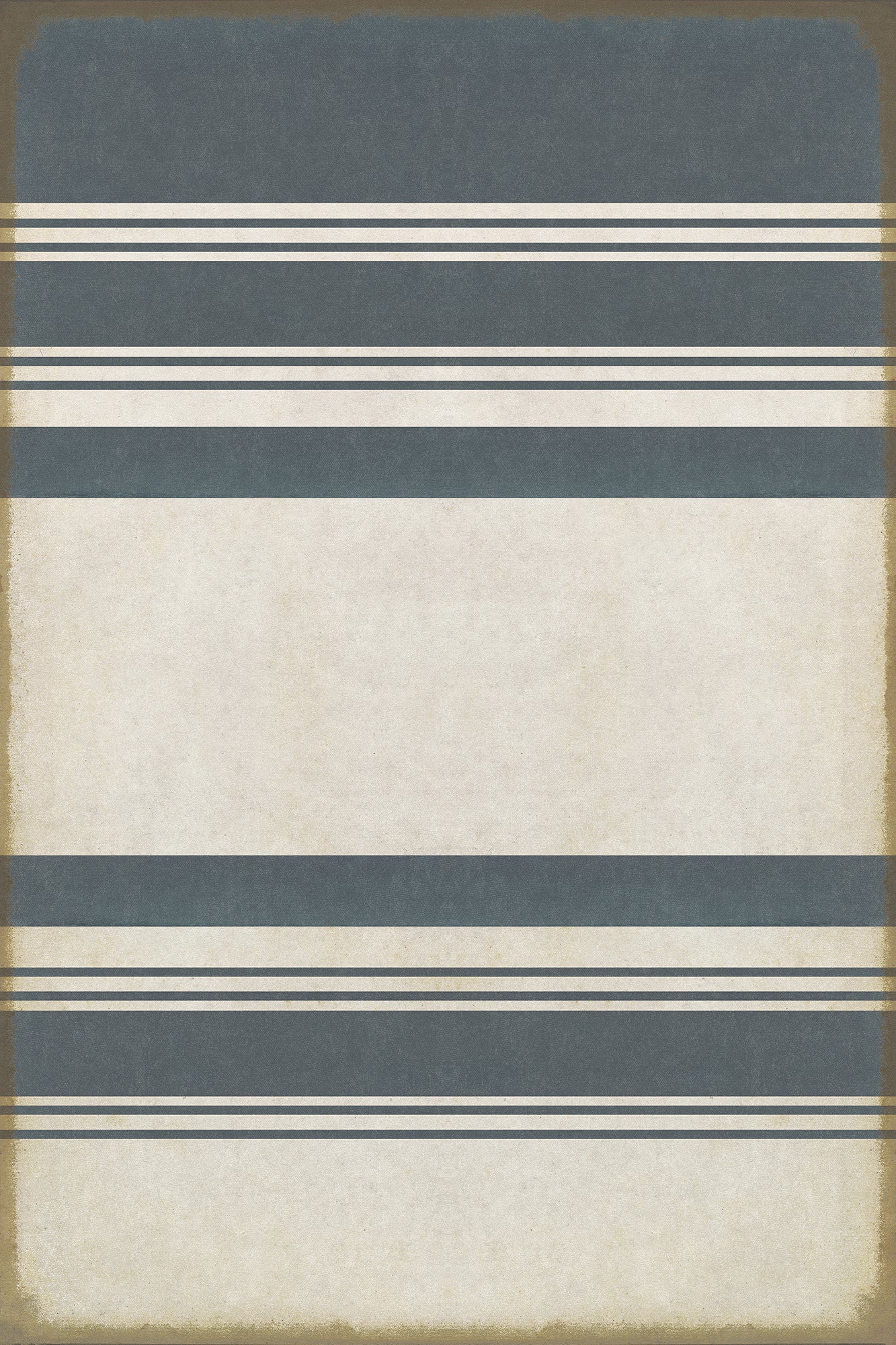 Pattern 50 Organic Stripes Blue and White 24x36 Vintage Vinyl Floorcloth