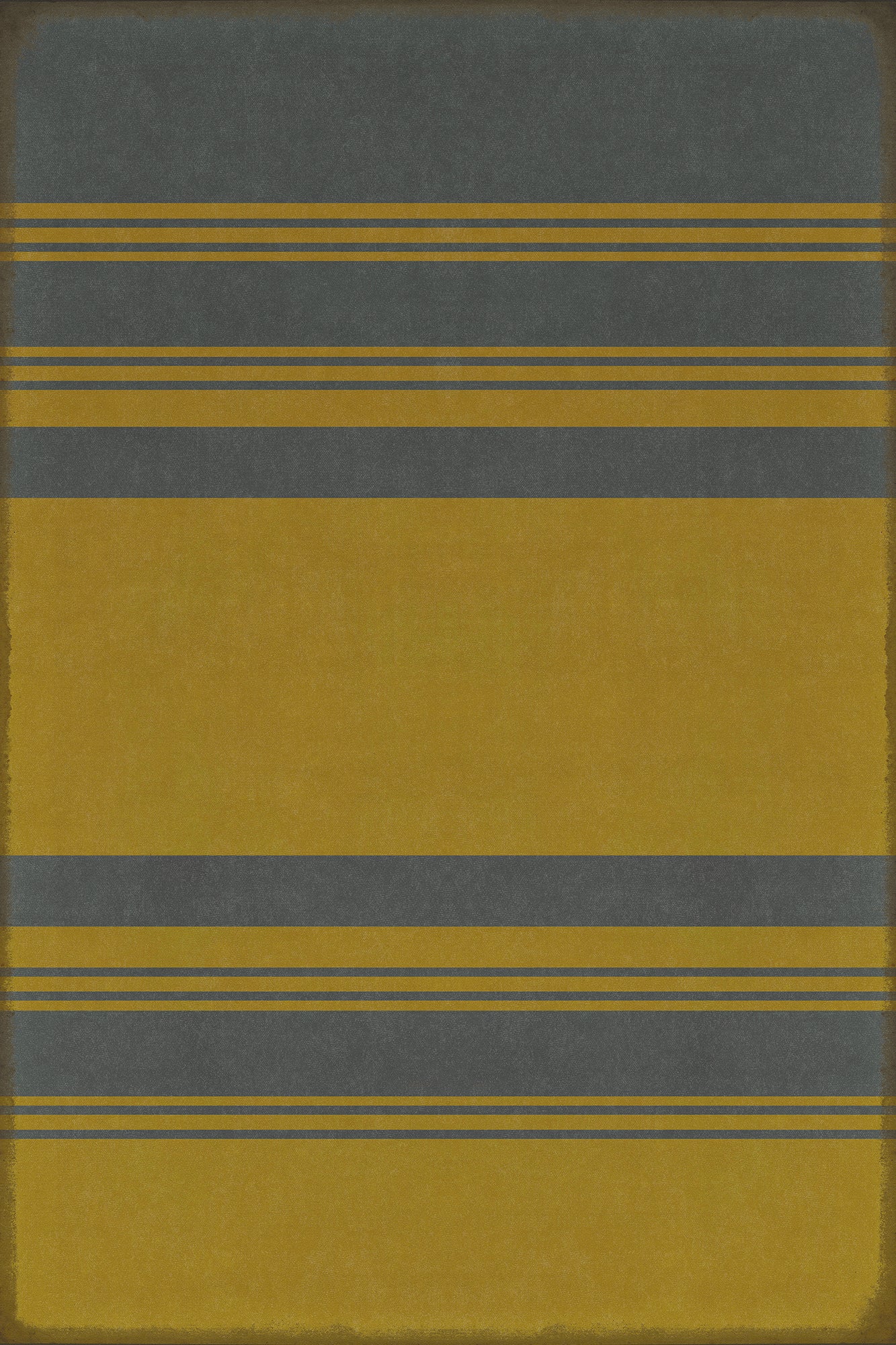 Pattern 50 Organic Stripes Blue and Yellow 24x36 Vintage Vinyl Floorcloth