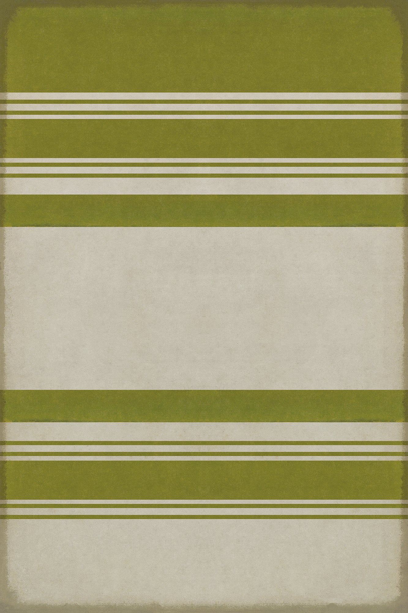 Pattern 50 Organic Stripes Green and White 24x36 Vintage Vinyl Floorcloth
