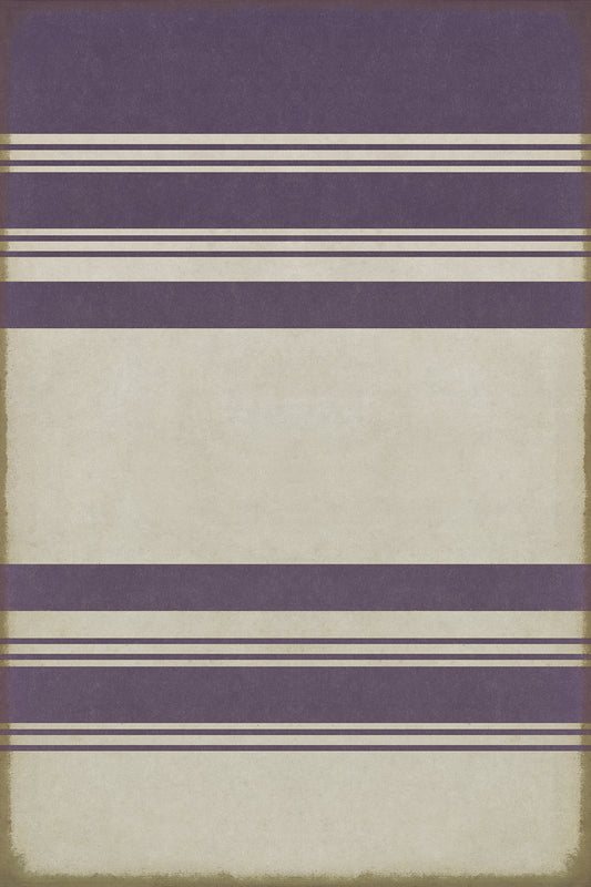 Pattern 50 Organic Stripes Purple and White 24x36 Vintage Vinyl Floorcloth