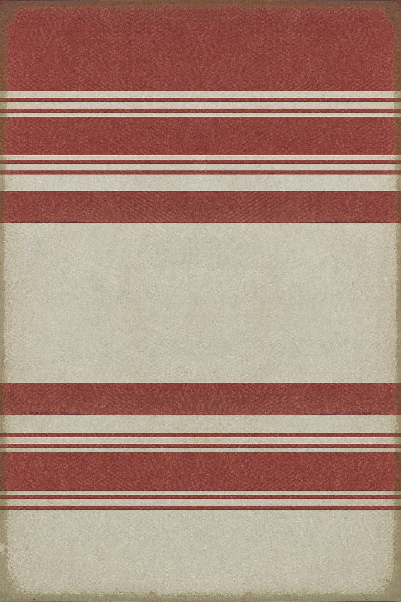 Pattern 50 Organic Stripes Red and White 24x36 Vintage Vinyl Floorcloth