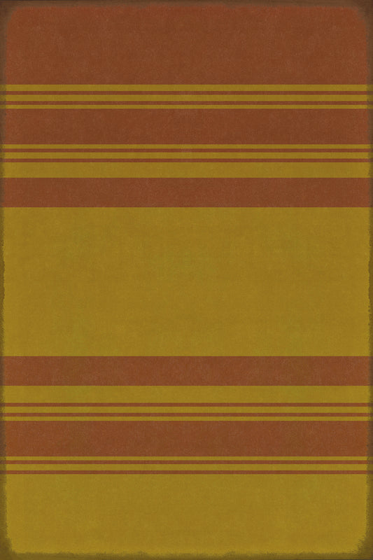 Pattern 50 Organic Stripes Red and Yellow 24x36 Vintage Vinyl Floorcloth