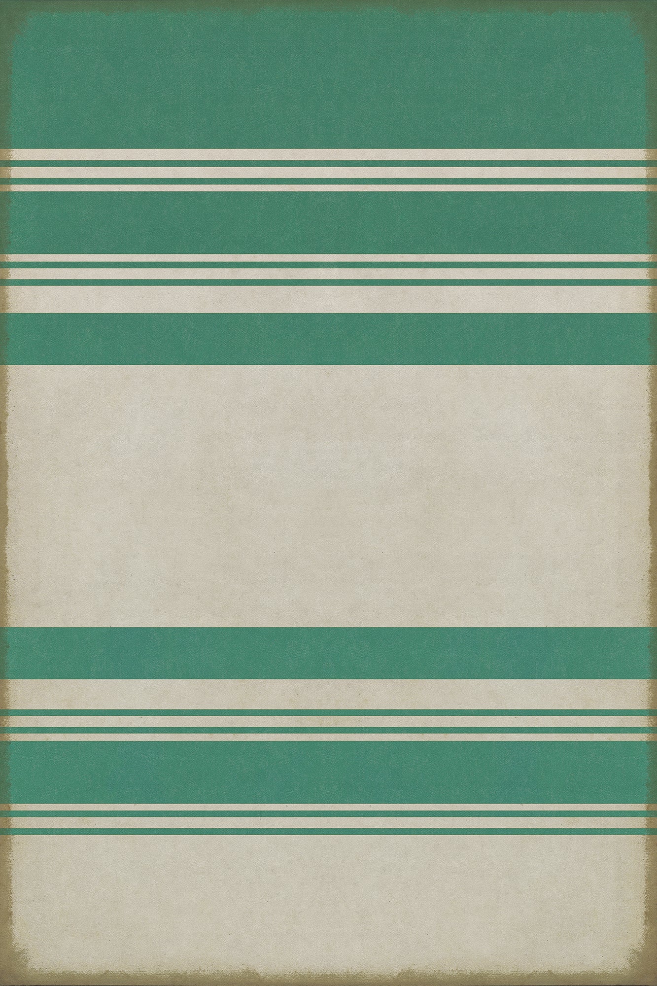 Pattern 50 Organic Stripes Teal and White 24x36 Vintage Vinyl Floorcloth