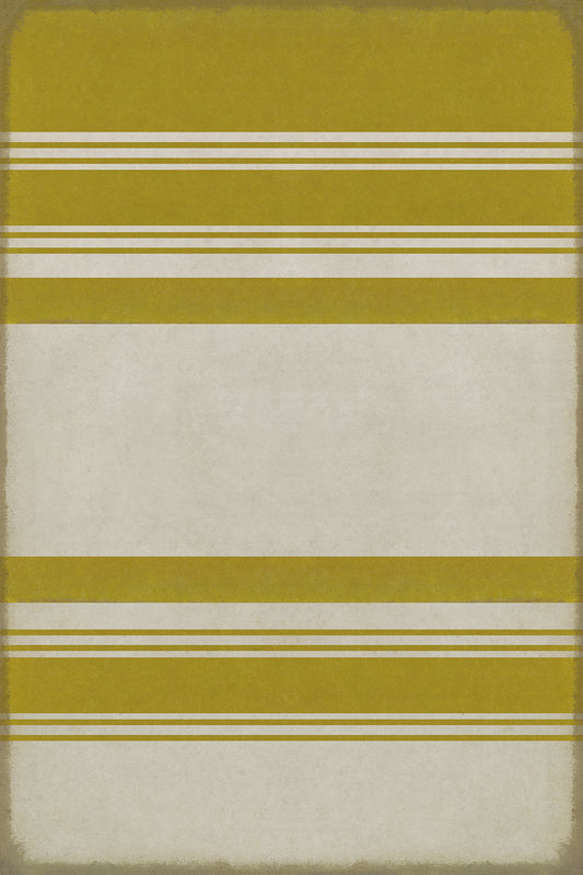 Pattern 50 Organic Stripes Yellow and White 24x36 Vintage Vinyl Floorcloth