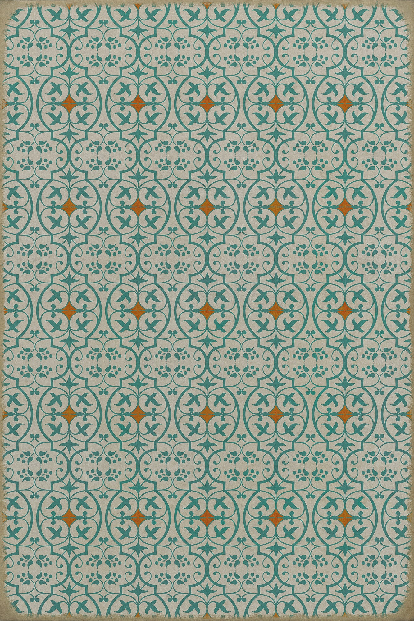 Pattern 51 And I love her 24x36 Vintage Vinyl Floorcloth