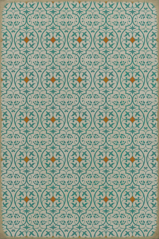 Pattern 51 And I love her 24x36 Vintage Vinyl Floorcloth