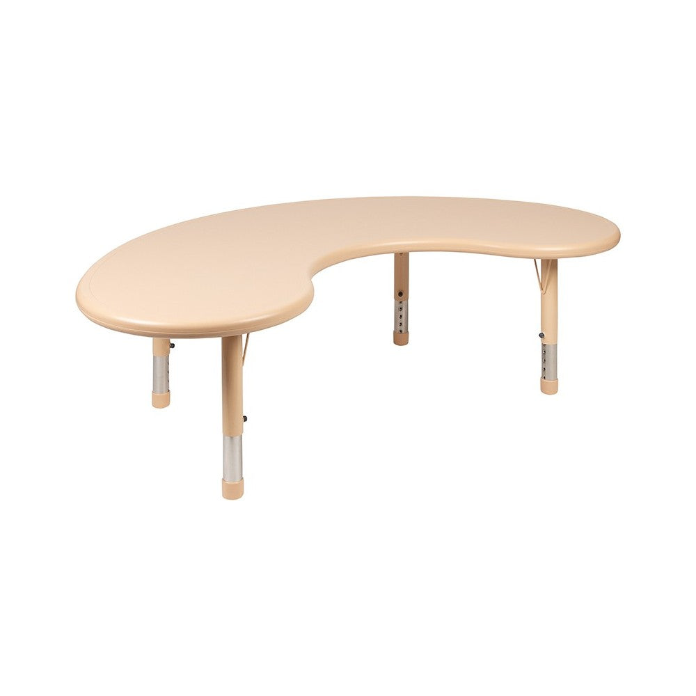 35"W x 65"L Half-Moon Natural Plastic Height Adjustable Activity Table