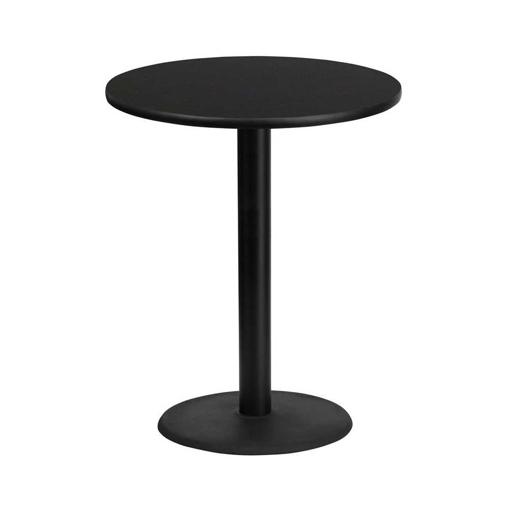 36'' Round Black Laminate Table Top with 24'' Round Bar Height Table Base