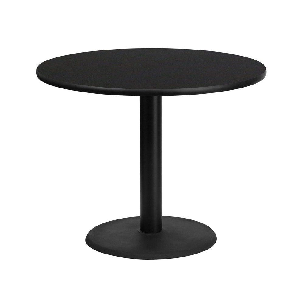 36'' Round Black Laminate Table Top with 24'' Round Table Height Base