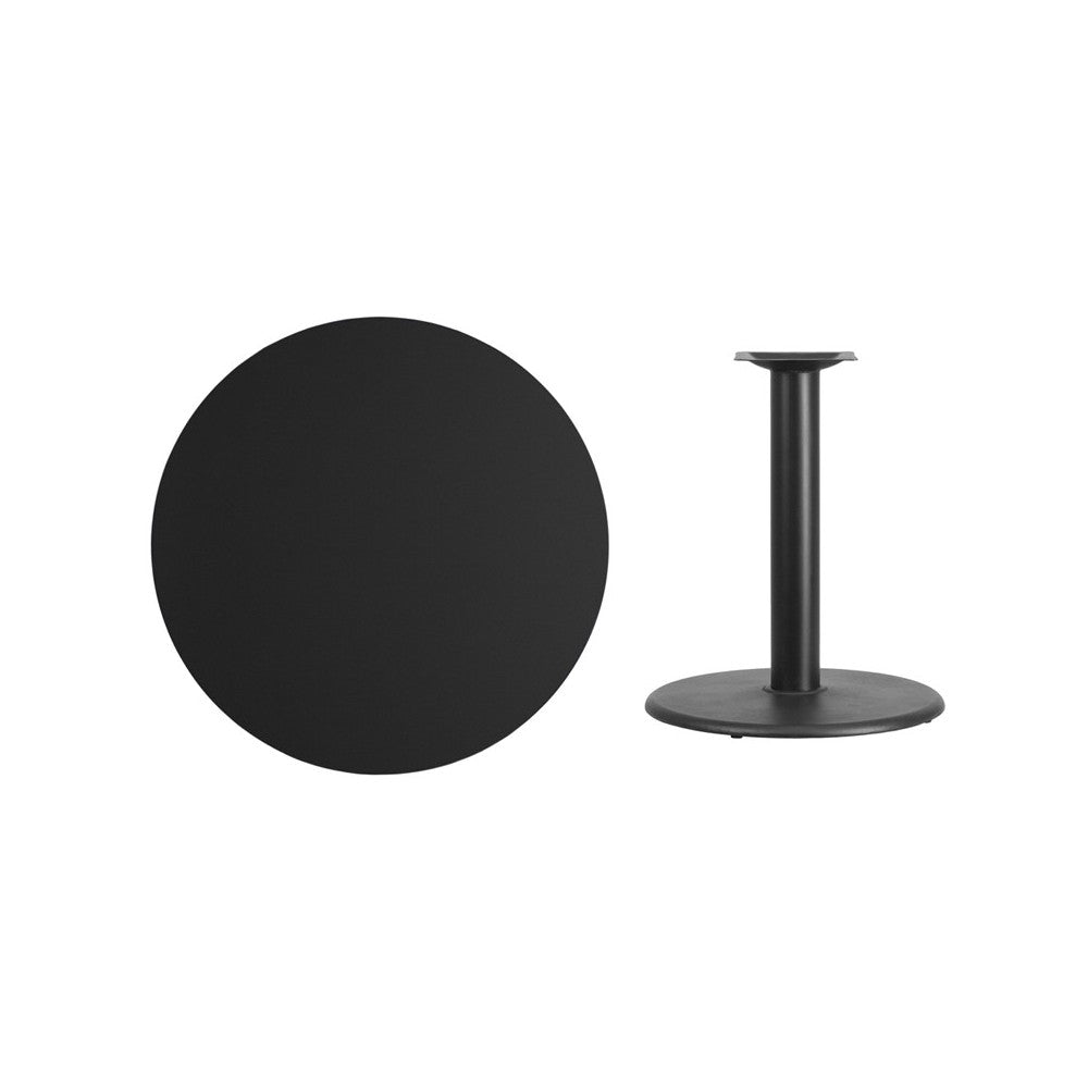 36'' Round Black Laminate Table Top with 24'' Round Table Height Base