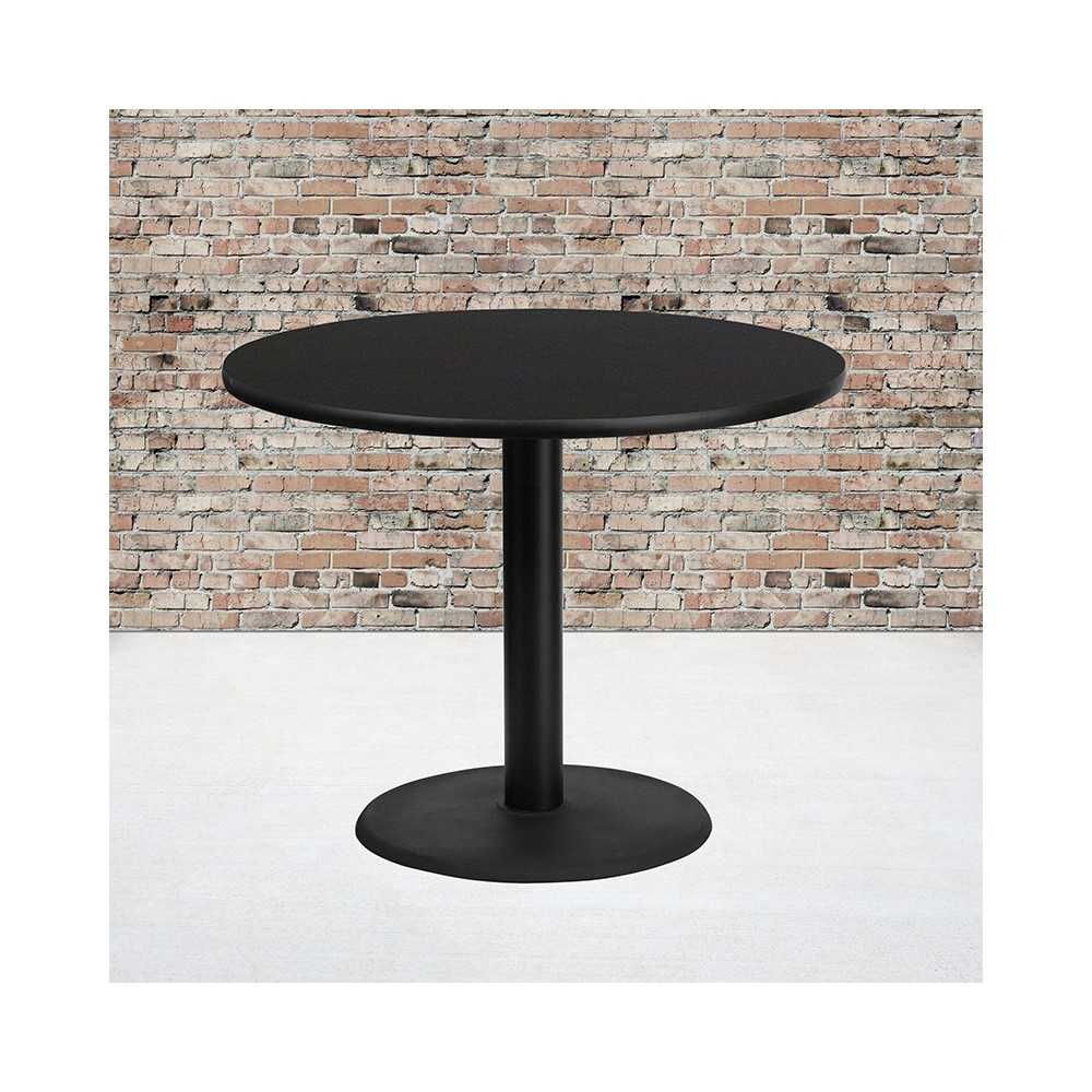 36'' Round Black Laminate Table Top with 24'' Round Table Height Base