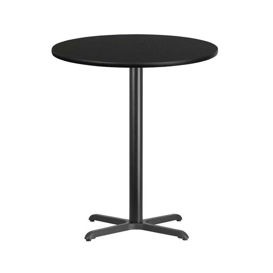 36'' Round Black Laminate Table Top with 30'' x 30'' Bar Height Table Base