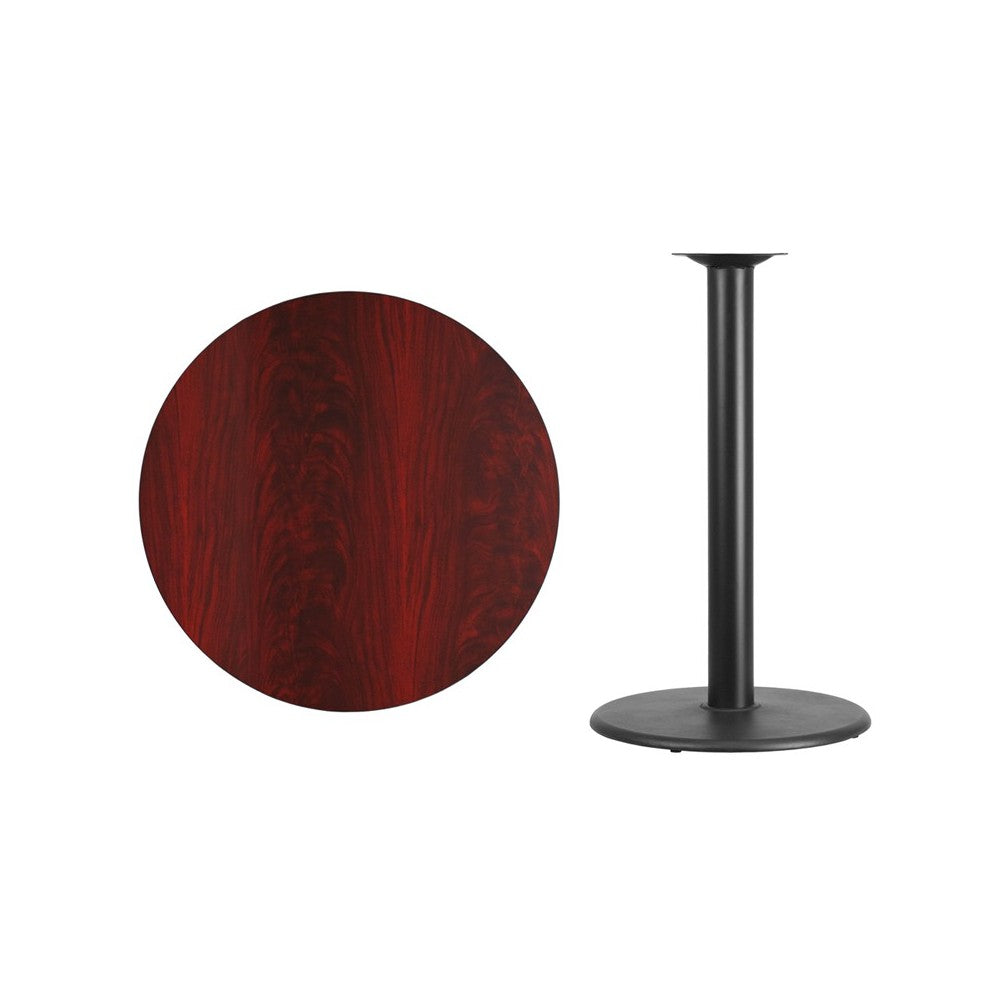 36'' Round Mahogany Laminate Table Top with 24'' Round Bar Height Table Base